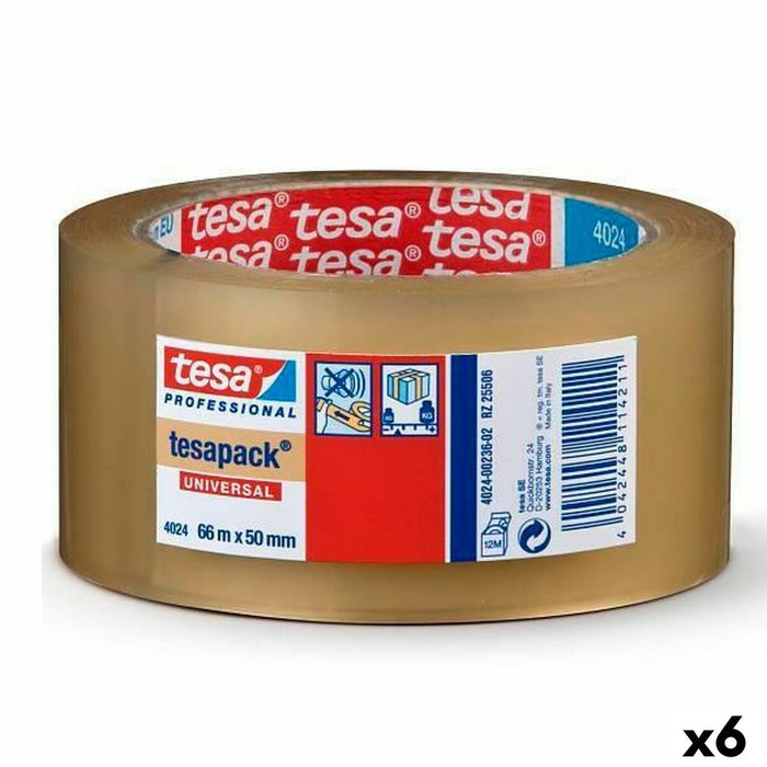 Bandă Adezivă TESA TESAPACK Ambalaj Transparent 50 mm x 66 m (6 Unități)