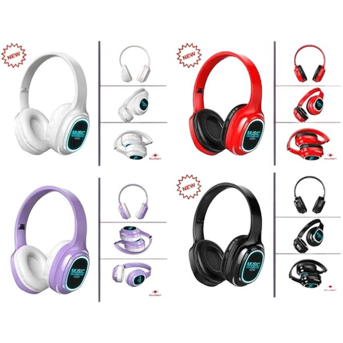 Căști tip Diademă Pliabile cu Bluetooth Roymart Lumină LED
