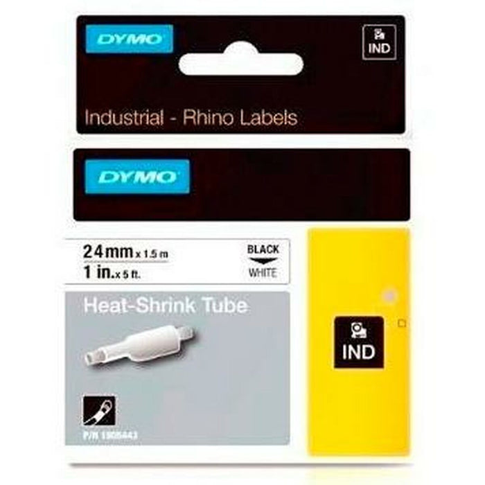 Bandă Laminată pentru Aparate de Etichetat Rhino Dymo ID1-24 Alb Negru 24 x 1,5 mm (5 Unități)