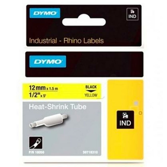 Bandă Laminată pentru Aparate de Etichetat Rhino Dymo ID1-12 Galben Negru 12 x 1,5 mm (5 Unități)