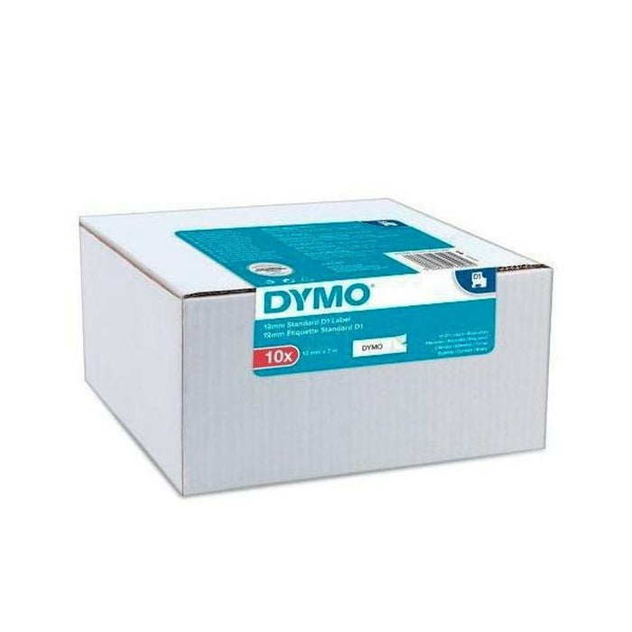 Bandă Laminată pentru Aparate de Etichetat Dymo Alb Negru Auto-adezivi 10 Piese (12 Unități)