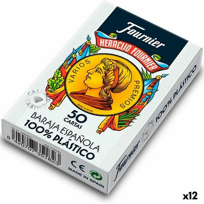 Pachet de Cărți Spaniole (50 de Cărți) Fournier Plastic 12 Unități (61,5 x 95 mm)