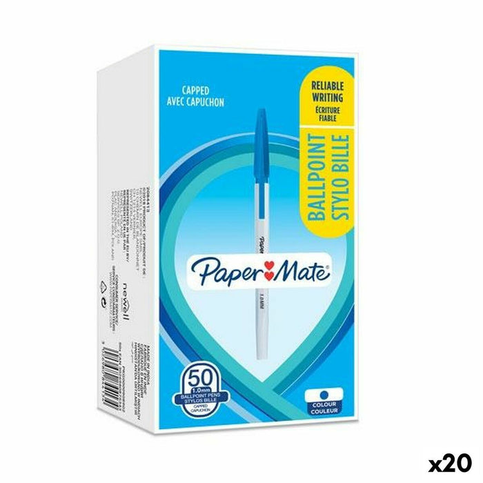 Stilou Paper Mate 50 Piese Albastru 1 mm (20 Unități)