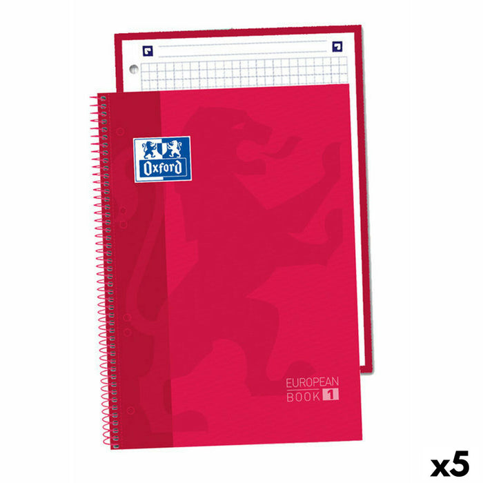 Notebook Oxford Europeanbook 1 Roșu A5 80 Frunze (5 Unități)