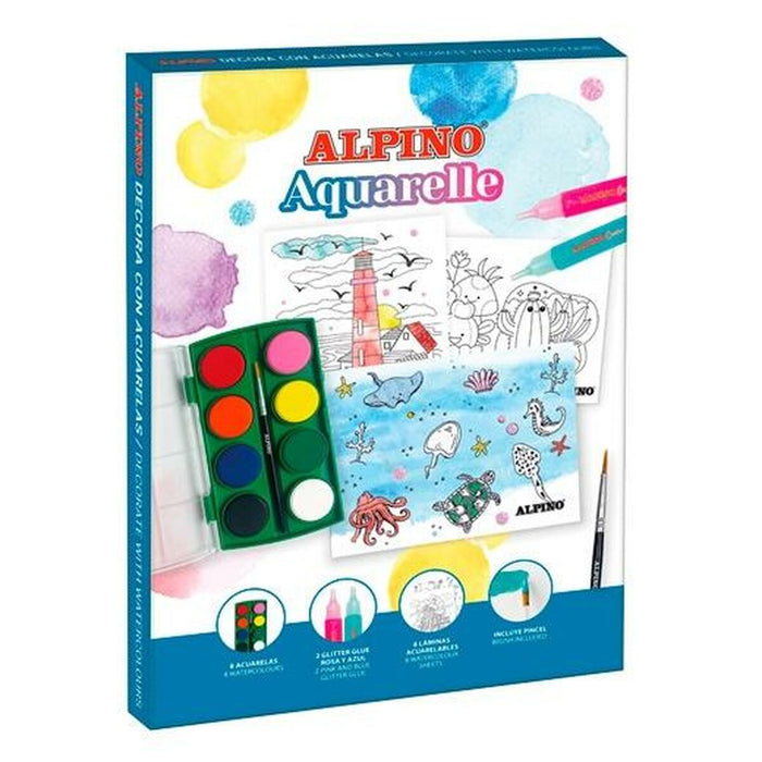 Desene pentru colorat Alpino Aquarelle Multicolor (6 Unități)