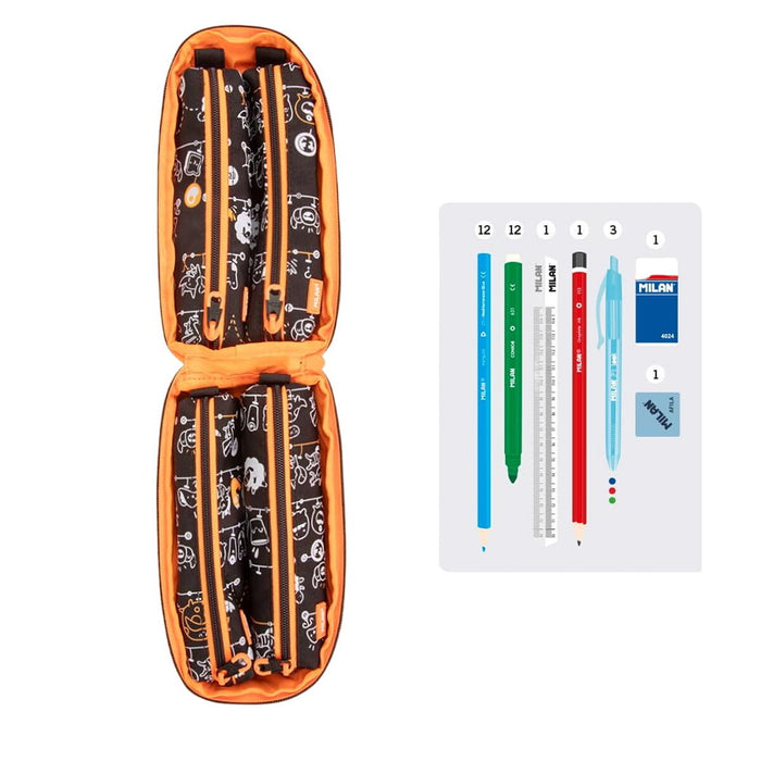 Penar Școlar Milan Tandem Negru 31 Piese 22,5 x 11,5 x 11 cm