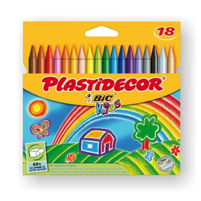 Creioane ceară colorate Plastidecor Multicolor (12 Unități)