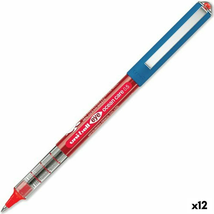 Stilou cu cerneală lichidă Uni-Ball Eye Ocean Care 0,5 mm Roșu (12 Unități)