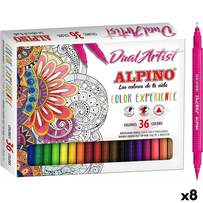 Set de Carioci Alpino Dual Artist Multicolor (8 Unități)