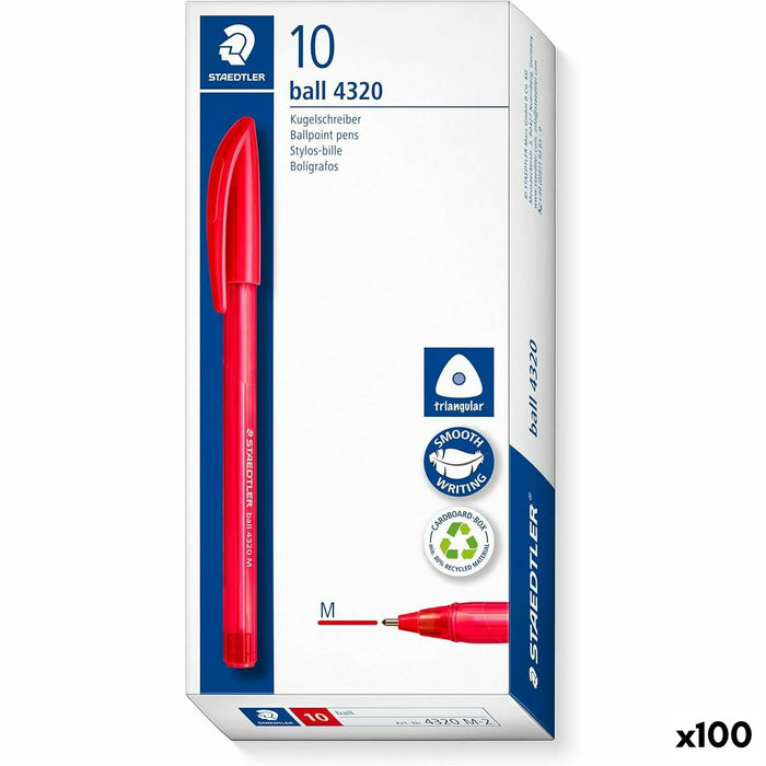 Set de Pixuri Staedtler Ball 4320 Roșu 1 mm (100 Unități)
