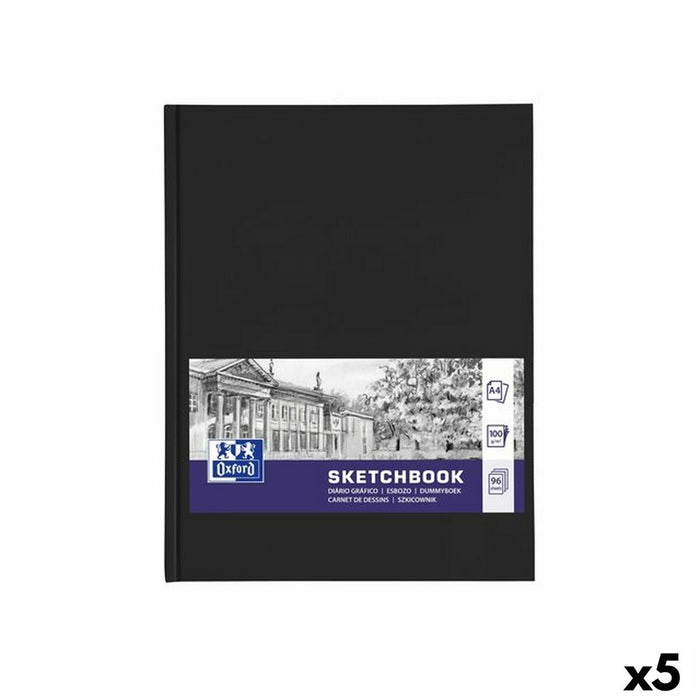Bloc de schițe Oxford Negru A4 96 Frunze (5 Unități)