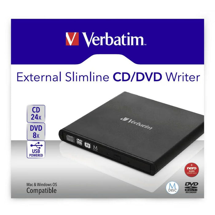 Dispozitiv de Înregistrare Extern Verbatim Slimline CD/DVD Negru