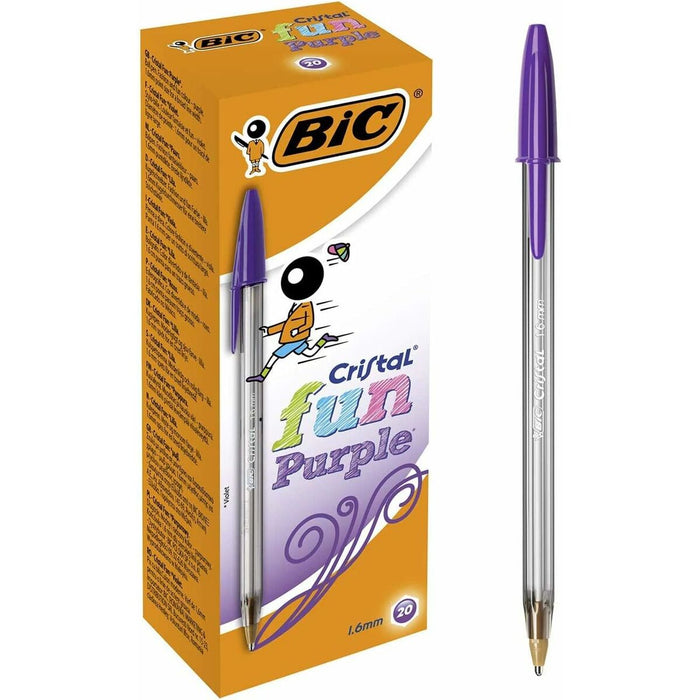Set de Pixuri Bic Cristal Fun Purpuriu 1,6 mm (18 Unități)