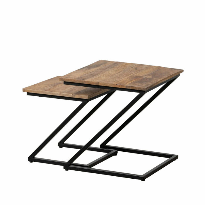 Set de 2 mese Negru Natural Metal Fier Lemn de mango 50 x 50 x 50 cm (2 Unități)