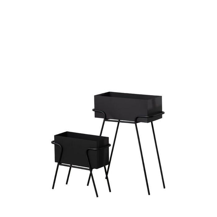 Set de jardiniere Negru Fier 58 x 25 x 76 cm (2 Unități)