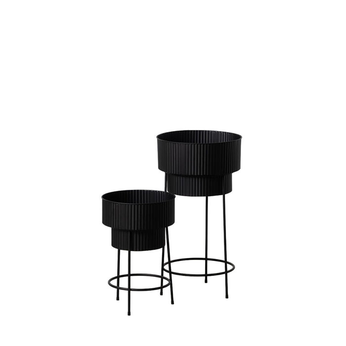 Set de jardiniere Negru Fier 39,5 x 39,5 x 74 cm (2 Unități)