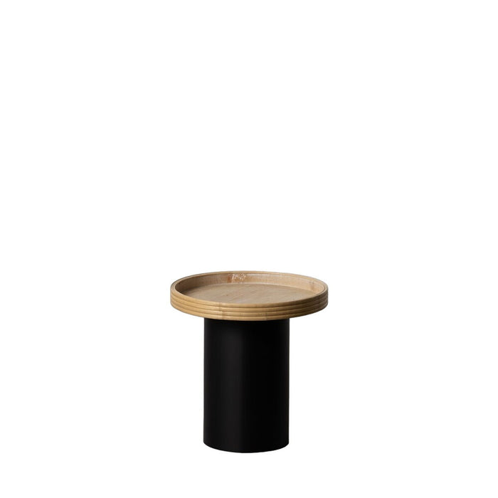 Masa laterală Negru Natural Lemn Metal 37 x 37 x 37 cm
