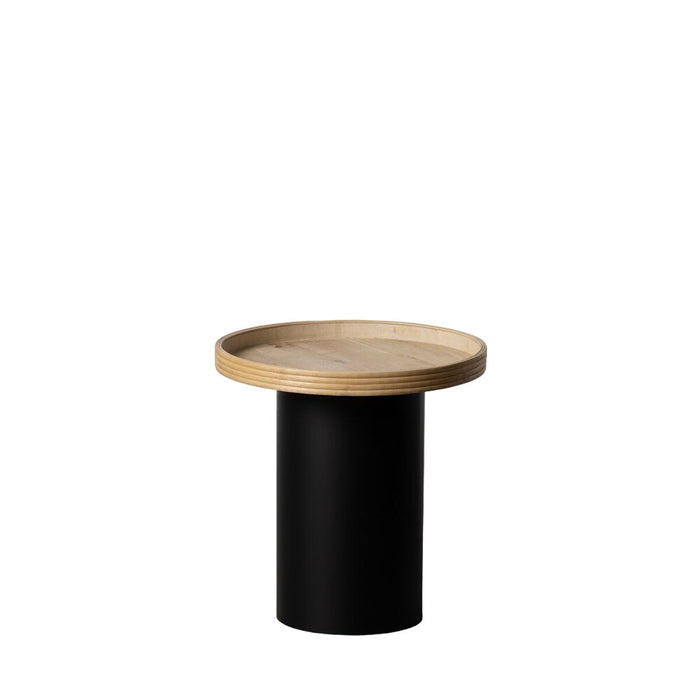 Masa laterală Negru Natural Lemn Metal 46 x 46 x 47 cm