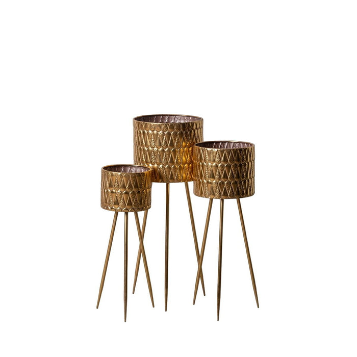Set de jardiniere Auriu* Fier 34 x 34 x 88,5 cm (3 Unități)
