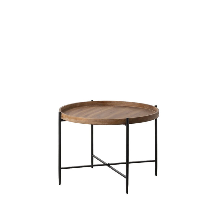Masa de Cafea Negru Natural Fier Lemn de brad 80 x 80 x 55 cm