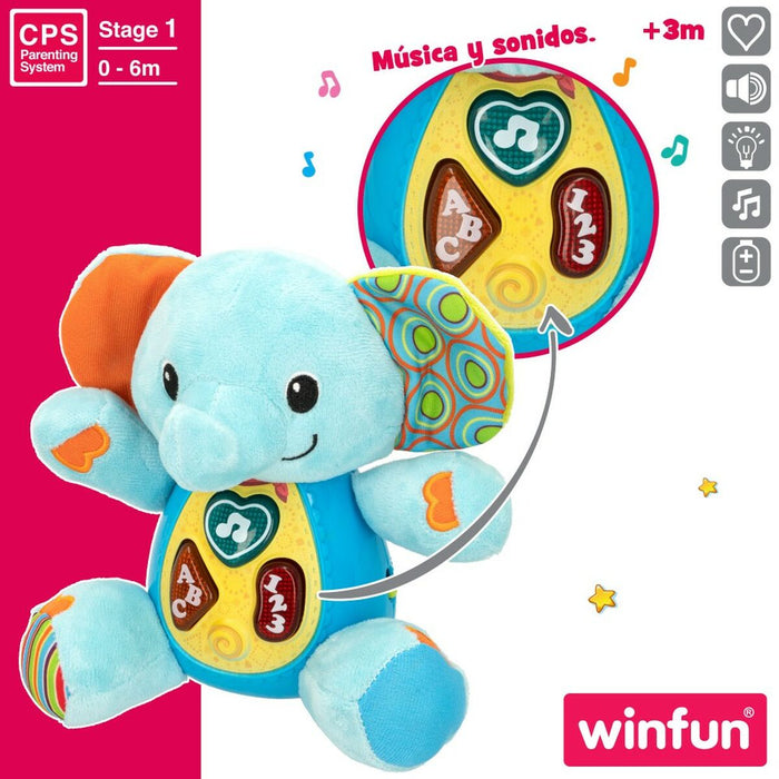Jucărie de Pluș cu Sunet Winfun Elefant 17 x 17,5 x 10 cm (6 Unități)