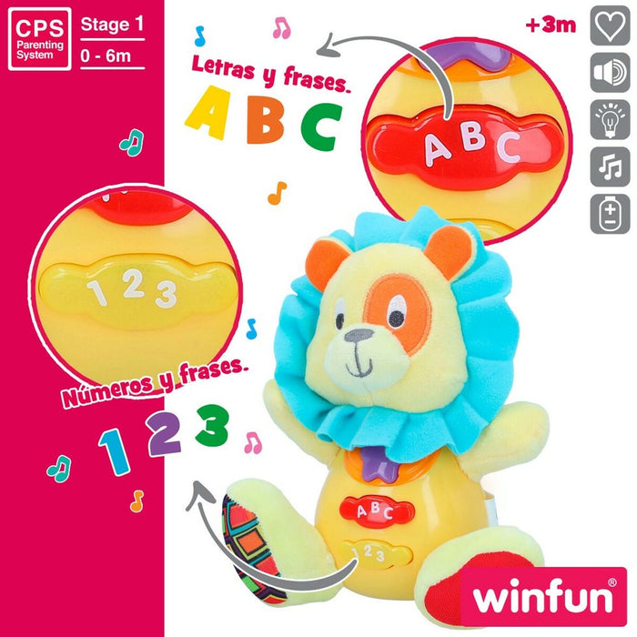 Jucărie de Pluș cu Sunet Winfun Leu 15 x 15 x 9 cm (6 Unități)
