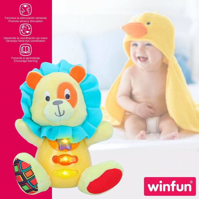 Jucărie de Pluș cu Sunet Winfun Leu 15 x 15 x 9 cm (6 Unități)