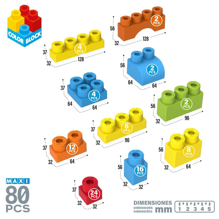 Set de Construcție Color Block Basic 80 Piese (4 Unități)