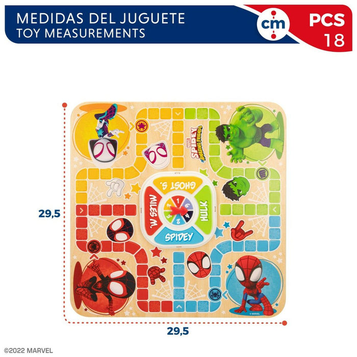 Tablă de Parchís și Oca Spidey 29,5 x 3,5 x 29,5 cm (18 Piese) (6 Unități)