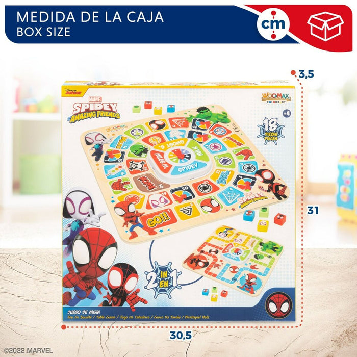 Tablă de Parchís și Oca Spidey 29,5 x 3,5 x 29,5 cm (18 Piese) (6 Unități)