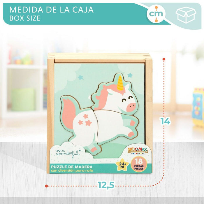 Puzzle pentru Copii din Lemn Mr. Wonderful Unicorn + 3 ani 3 Piese (12 Unități)