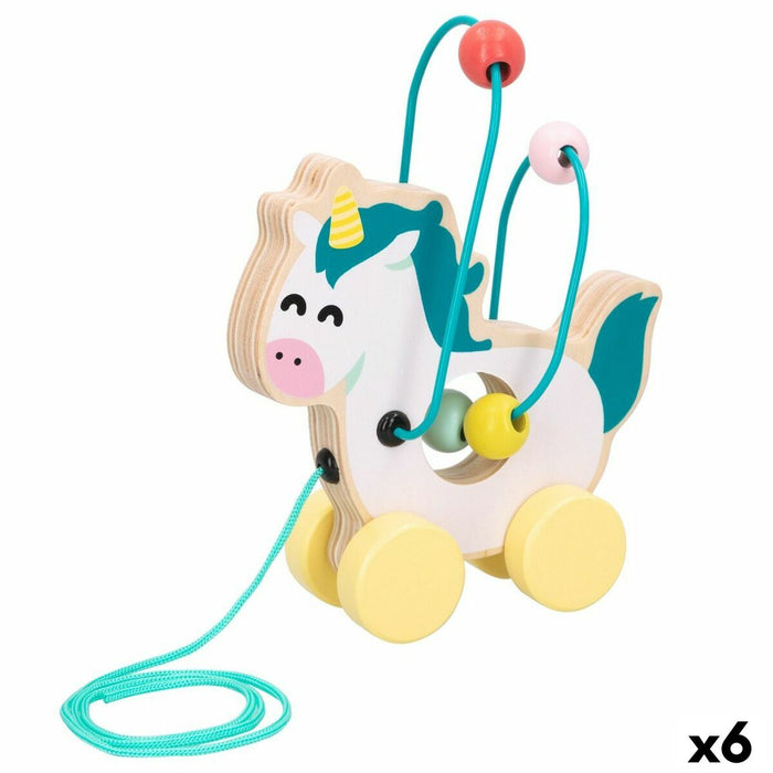 Jucărie de tras și împins Mr. Wonderful Unicorn Lemn Metal 14 x 19 x 7 cm (6 Unități)