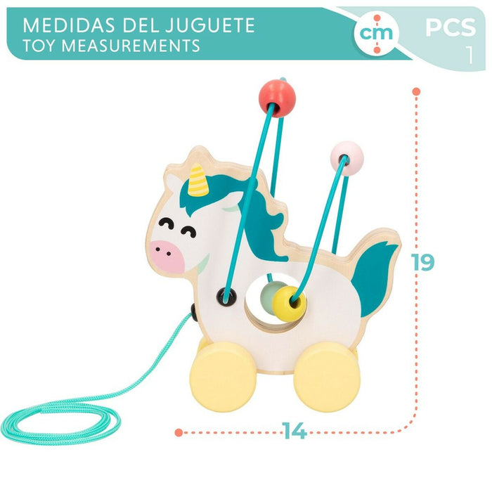 Jucărie de tras și împins Mr. Wonderful Unicorn Lemn Metal 14 x 19 x 7 cm (6 Unități)