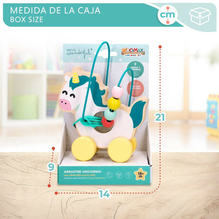 Jucărie de tras și împins Mr. Wonderful Unicorn Lemn Metal 14 x 19 x 7 cm (6 Unități)
