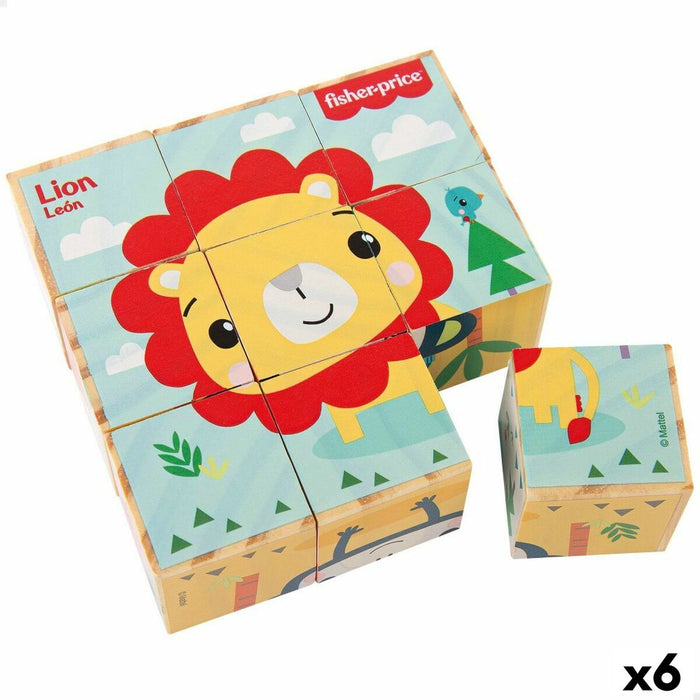 Puzzle pentru Copii din Lemn Fisher Price + 2 Ani 9 Piese (6 Unități)