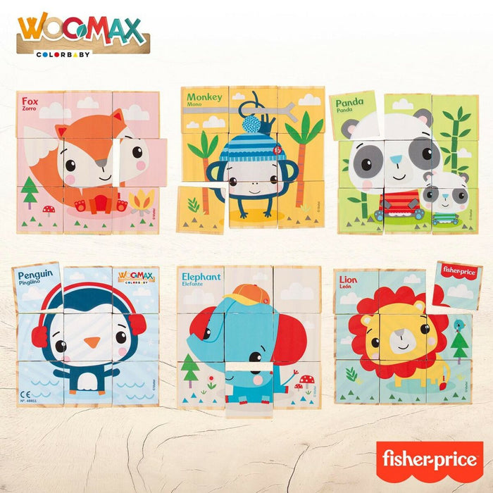 Puzzle pentru Copii din Lemn Fisher Price + 2 Ani 9 Piese (6 Unități)