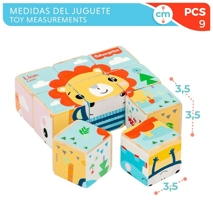 Puzzle pentru Copii din Lemn Fisher Price + 2 Ani 9 Piese (6 Unități)