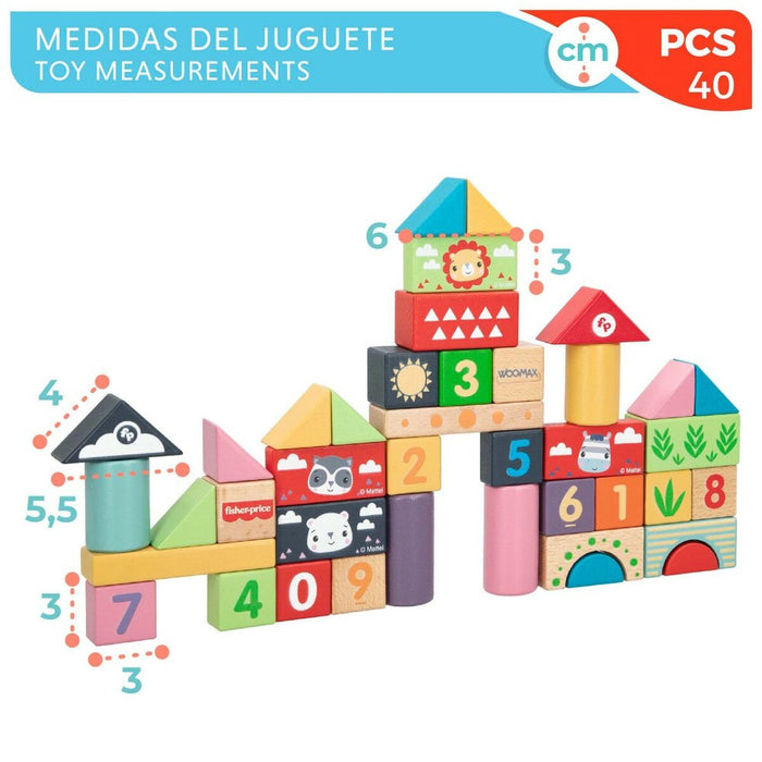 Blocuri Stivuibile Fisher Price 40 Piese 9 x 1,5 x 3 cm (4 Unități)