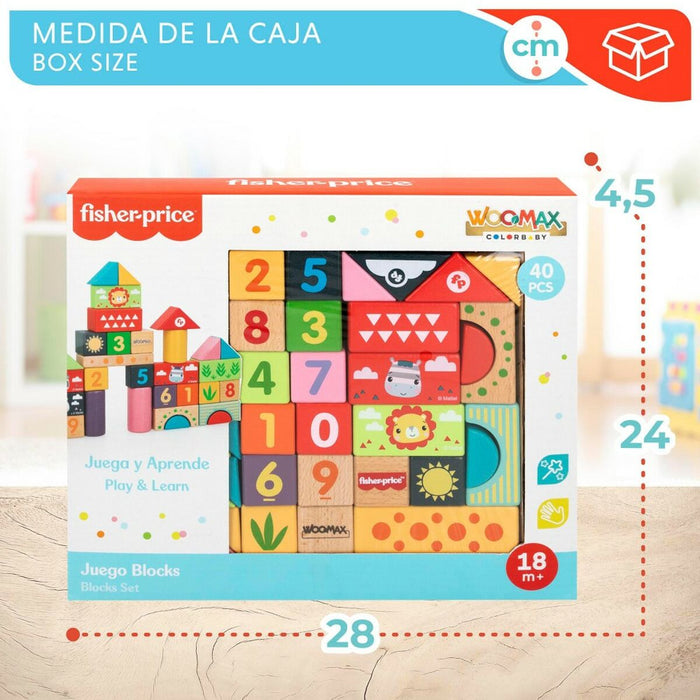 Blocuri Stivuibile Fisher Price 40 Piese 9 x 1,5 x 3 cm (4 Unități)