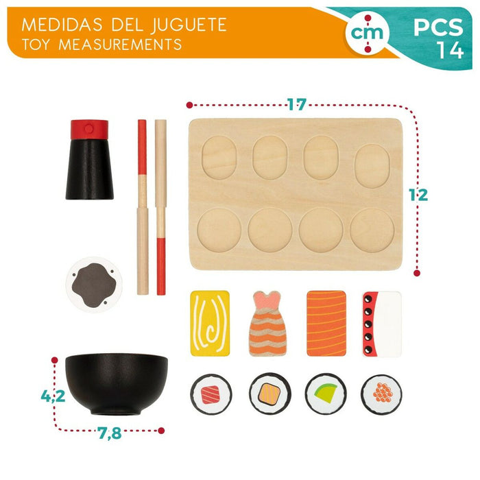 Joc din lemn Woomax Sushi 14 Piese (6 Unități)