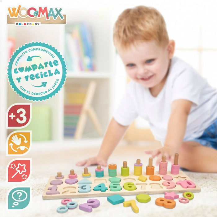Puzzle pentru Copii din Lemn Woomax Forme Numere + 3 ani (6 Unități)