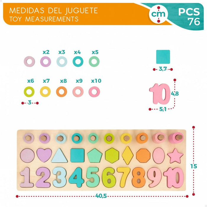 Puzzle pentru Copii din Lemn Woomax Forme Numere + 3 ani (6 Unități)