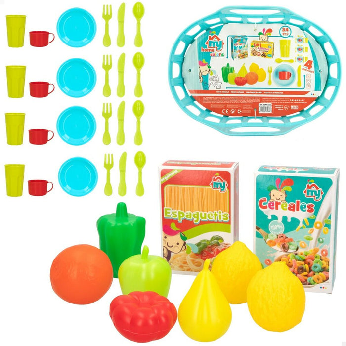 Set de Alimente de Jucărie Colorbaby Menaj și ustensile de bucătărie 34 Piese 33 Piese (16 Unități)