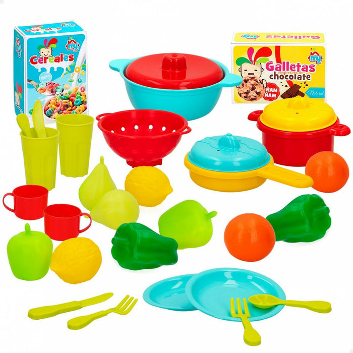 Set de Alimente de Jucărie Colorbaby Menaj și ustensile de bucătărie 31 Piese (6 Unități)