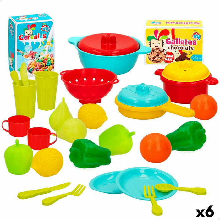 Set de Alimente de Jucărie Colorbaby Menaj și ustensile de bucătărie 31 Piese (6 Unități)