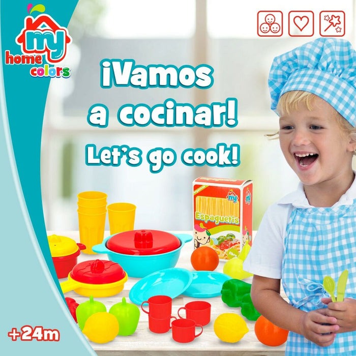 Set de Alimente de Jucărie Colorbaby Menaj și ustensile de bucătărie 31 Piese (6 Unități)