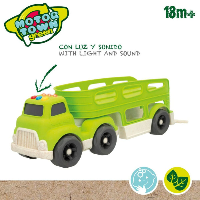 Camion Autotransporter și Mașini Motor Town Sunet Lumină 30,5 x 11 x 11 cm (4 Unități)