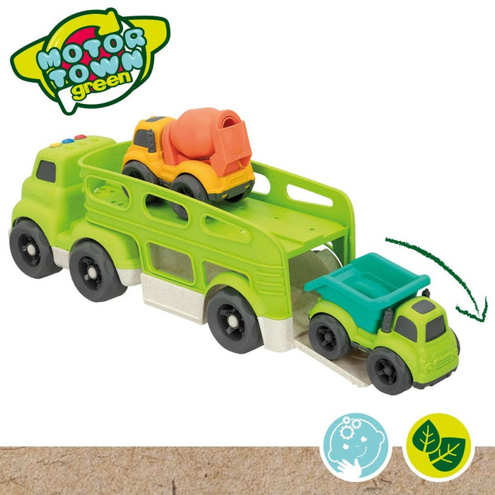 Camion Autotransporter și Mașini Motor Town Sunet Lumină 30,5 x 11 x 11 cm (4 Unități)