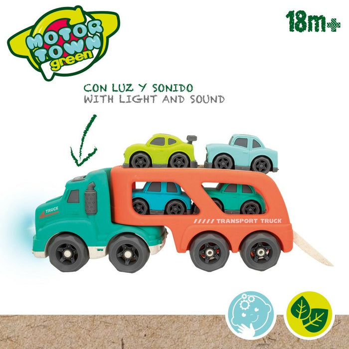 Camion Autotransporter și Mașini Motor Town Lumină Sunet 32,5 x 13 x 10,5 cm (2 Unități)