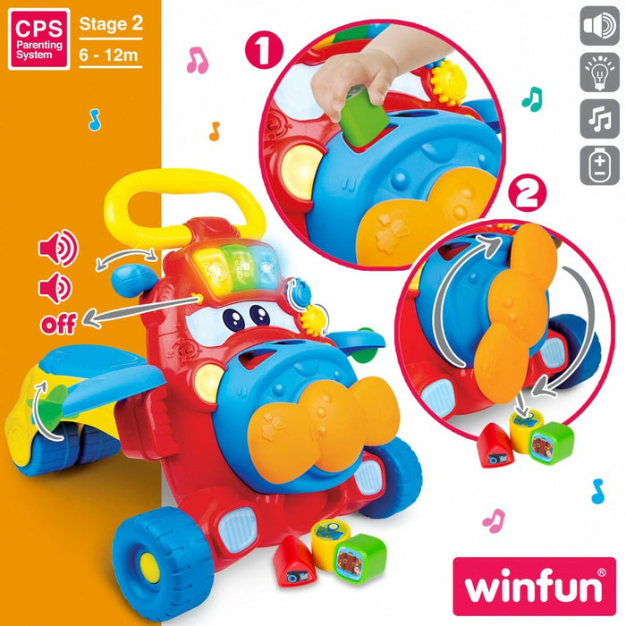 Mașină-Premergător Winfun Avion Lumină Sunet 37 x 17,5 x 14 cm (2 Unități)